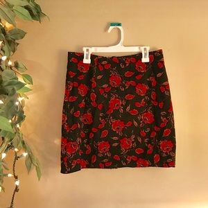 Francesca’s black floral zip skirt